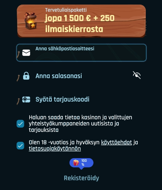 Rekisteröityminen RingoSpin Casino 